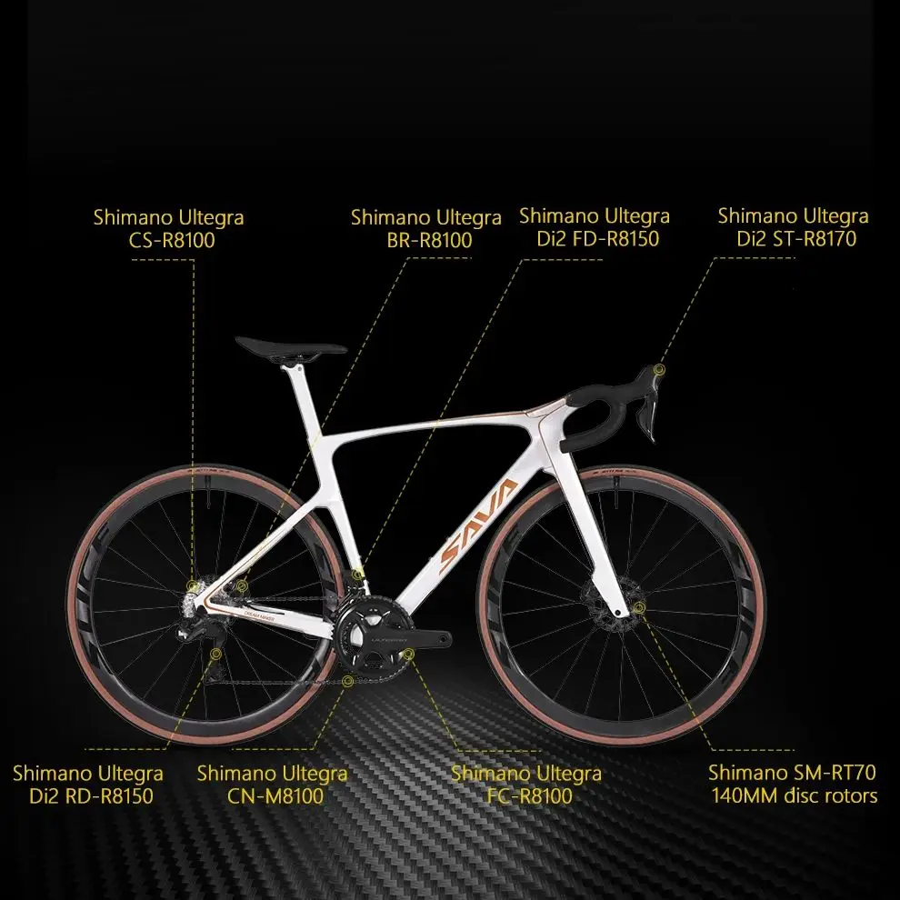 SAVA Dream Maker Aerodynamic Design Race Class Road Bike Full Carbon Fiber Bike with SHIMAN0 ULTEGRA 8170 DI2