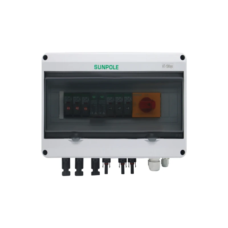 Waterproof Outdoor Surface Mounted 3 in 1 out 1000V IP65 Solar PV Surge Lightning Protection DC Distribution Box Combiner Box