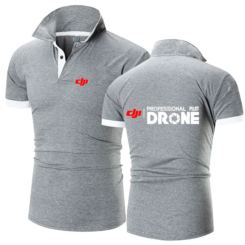 Dji Professional Pilot Drone 2024 Men\'s New Summer Print Fashion Polo Shirts Comfort Short Sleeves Harajuku Casual Sport Top