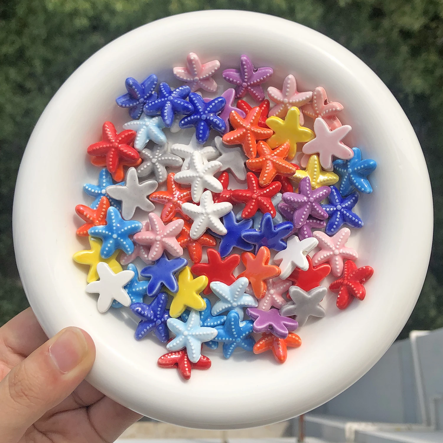 18mm 10Pcs Ceramic Beads Starfish Shape Multicolor Loose Beads  For DIY Jewelry Making Accessories Bracelet Necklace Supplies