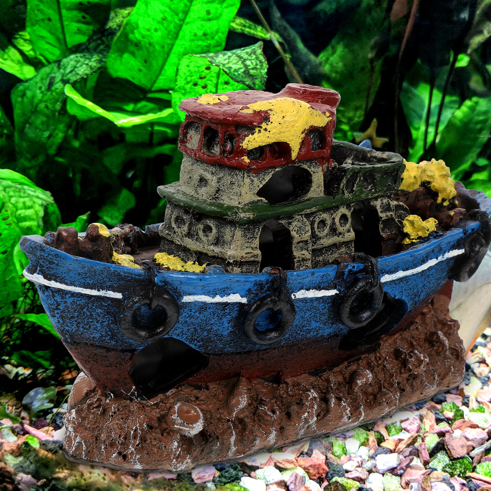 

Premium Resin Aquarium Shipwreck Decor Realistic Modeling Small Lightweight Design Fish Tank Decoration Safe for