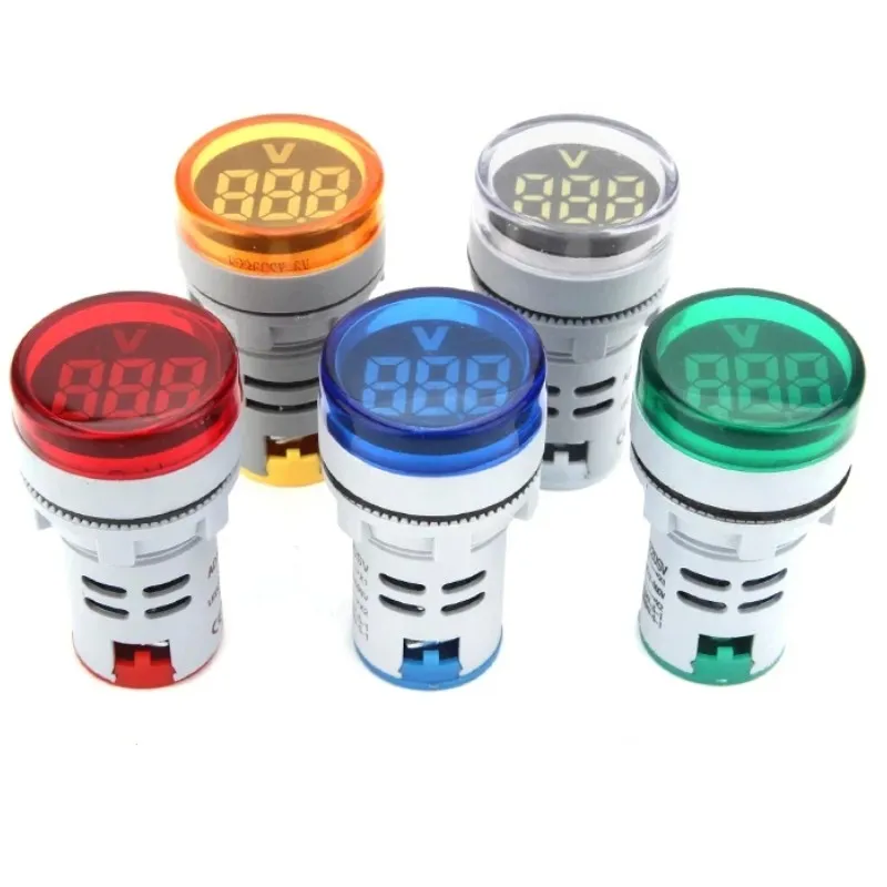 1 stks 22 MM Ronde Mini Digitale Voltmeter AC 20-500 V Volt Voltage Tester Meter LED Digitale Indicator Pilot Lamp Licht Display