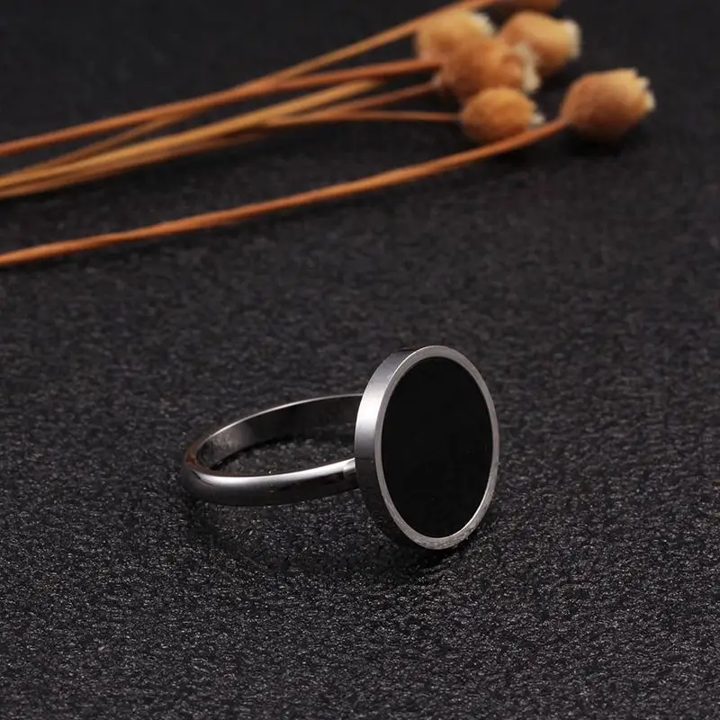 Vintage Black Oval Design Stainless Steel Charm Wedding Party Charm Rings Brand Men Women Fashion Rings anillo Jewelry