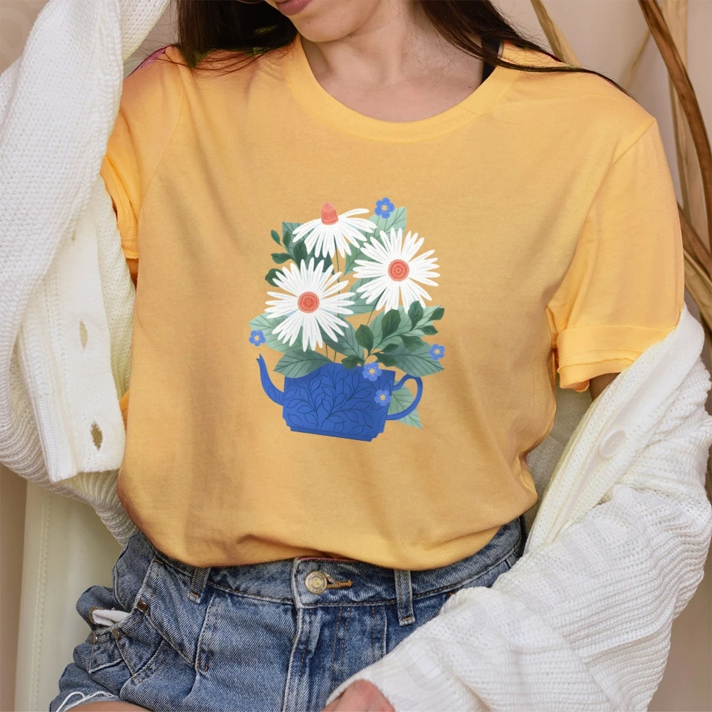 

Дышащие хлопковые футболки с графическим рисунком, женская одежда Y2K, модные базовые топы с короткими рукавами, повседневные наряды для спортзала, яркие цветы