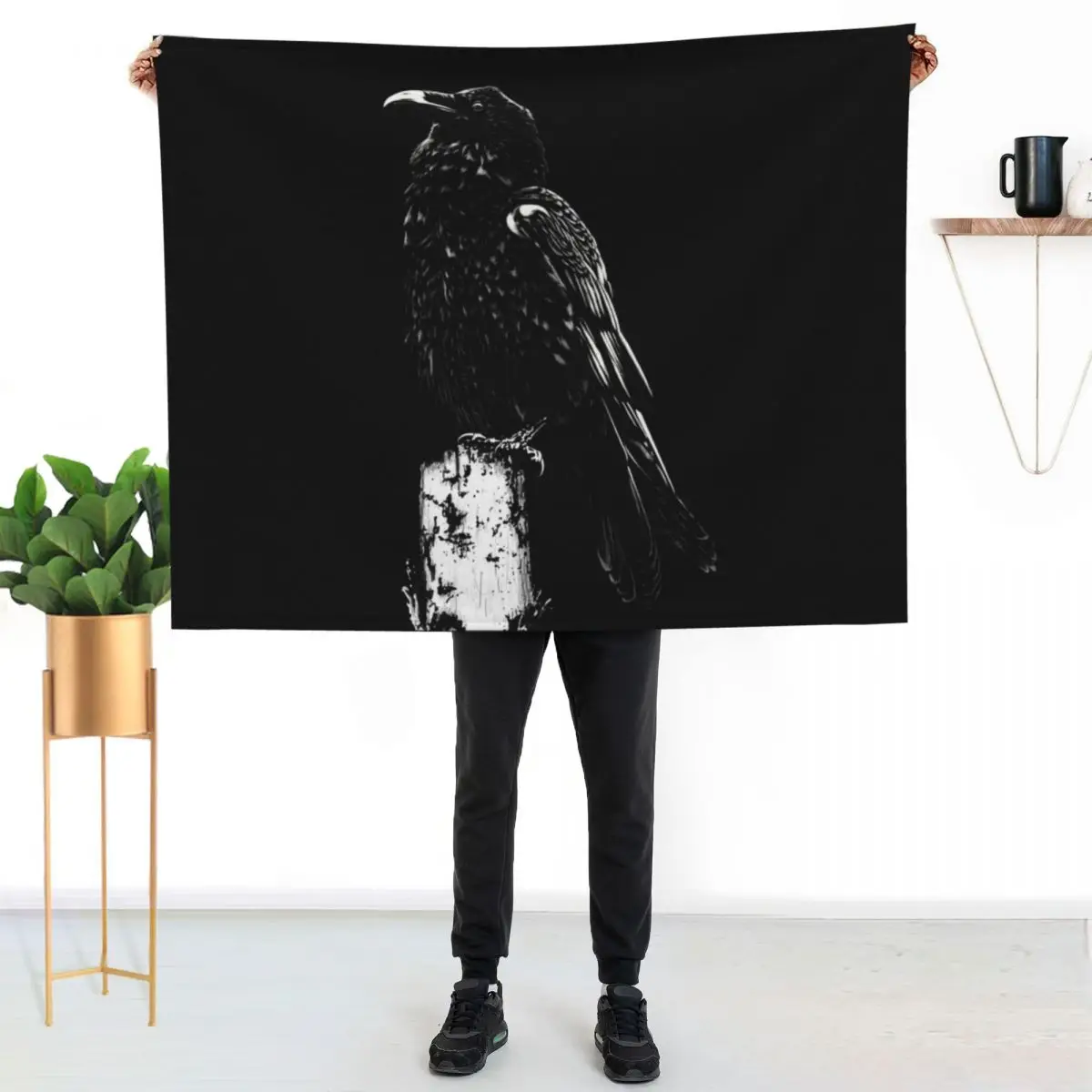 

Raven #1 on black Throw Blanket Soft Warm Blanket Gift for Grandparents