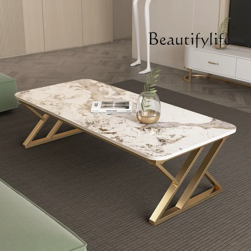 Simple coffee table small apartment rock slab living room home light luxury high sense rectangular creative fashion