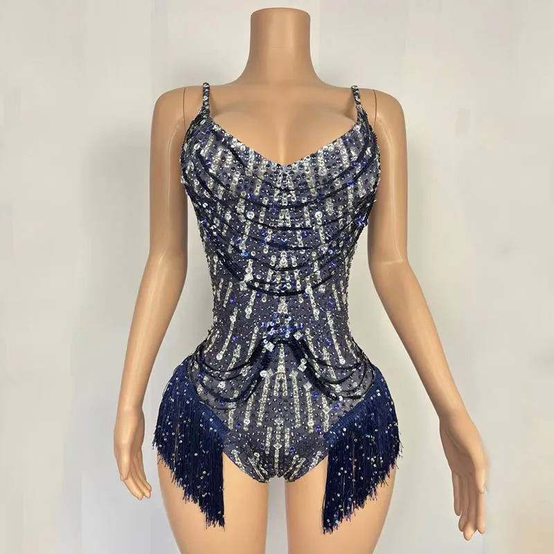 

Tassle Sexy Bodysuit Women Gogo Dancer Clothing Nightclub Bar Dancewear Festival Party Rave Outfit Burning Man Costume VDL2043