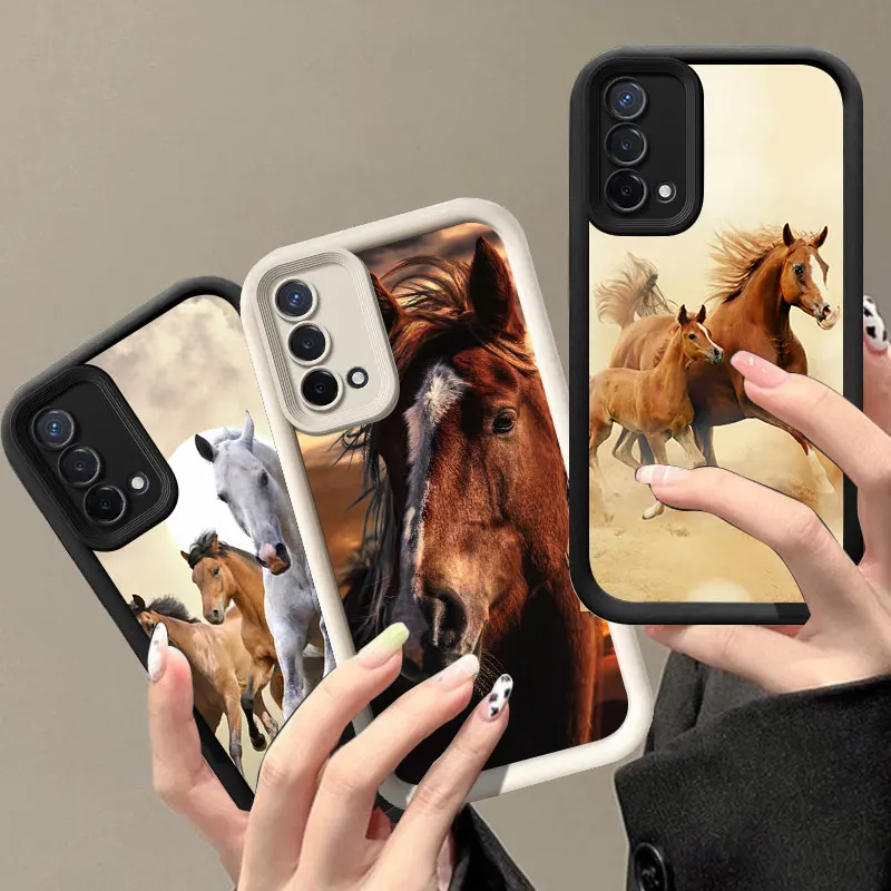 Animal Galloping Horse Phone Case For OPPO A3 Reno 10 11 12 Pro 11F 12F A58 A78 4G A98 A3X 5G A15 A16 A17 A38 A53 A57 A60 A92