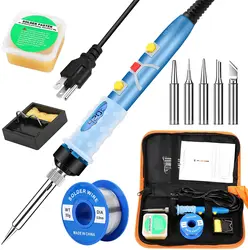 Soldering Iron Kit Electronics 80W Digital LCD Adjustable Temperature Welding Tool with ON-Off Switch 10 in 1 solder gun