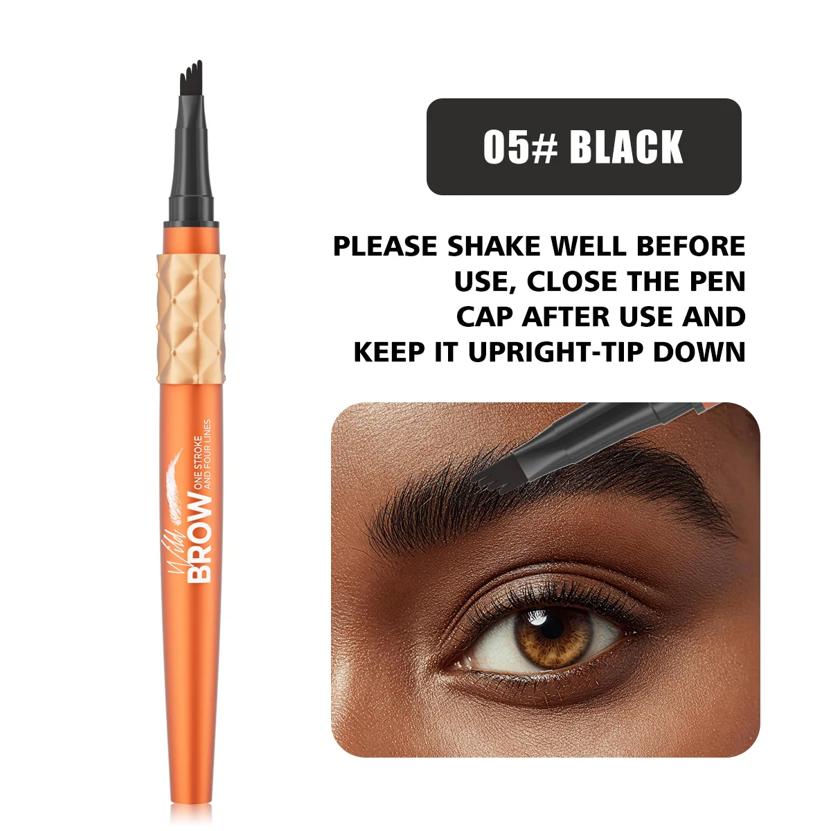 4-Tip Microblading Liquid Eyebrow Pen, Waterproof & Smudge-Proof, Natural Long Lasting Eyebrow Makeup, 6 Colors for Beginners