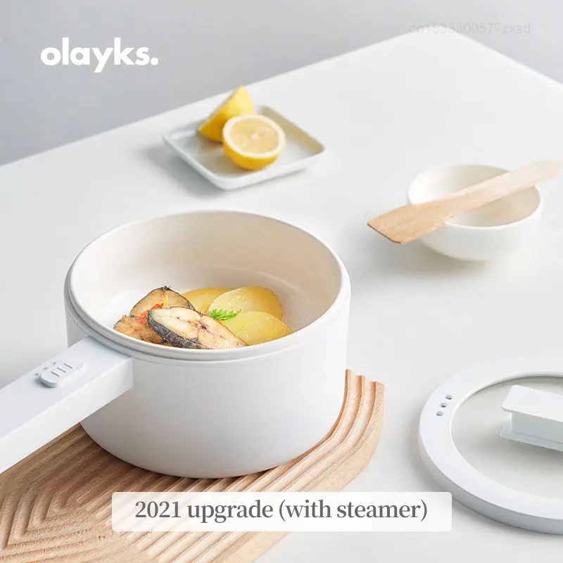 Olayks 700W fornello elettrico per uso domestico multifunzione 1.5L pentola elettrica antiaderente a vapore bollito fornello lento elettrodomestici da cucina