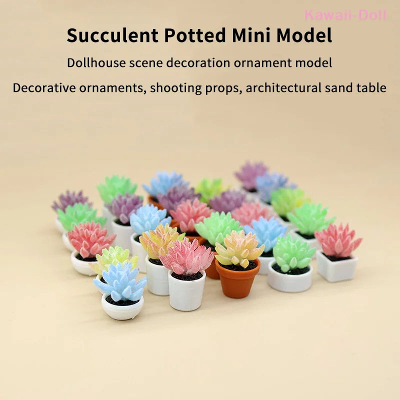 5Pcs Mini Simulation Potted Plants Dollhouse Bonsai Model Decoration Dollhouse Micro Landscape Garden Desktop Ornament