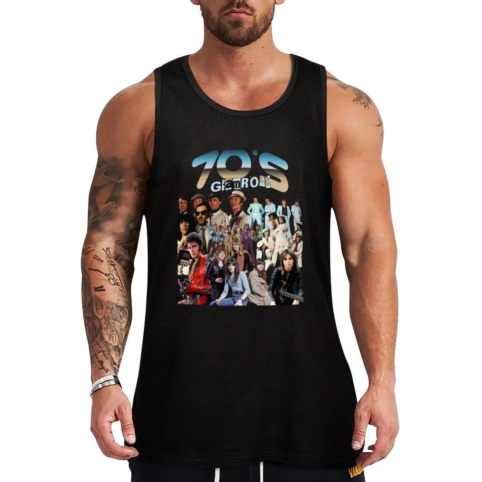 

70s Glam Rock Retro Tee Tank Top Anti Wrinkle Tank Top Easy Care Casual Sleeveless