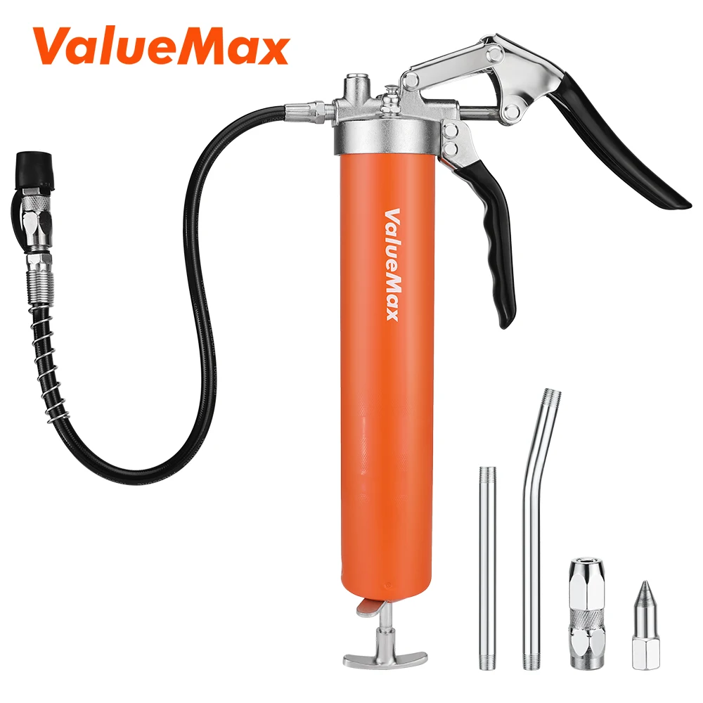 VALUEMAX 400ML Pistol Grip Grease Gun Set 6000PSI Grease Gun Syringe for Car Lubrication SUV Trucks with Flexible Extension Hose