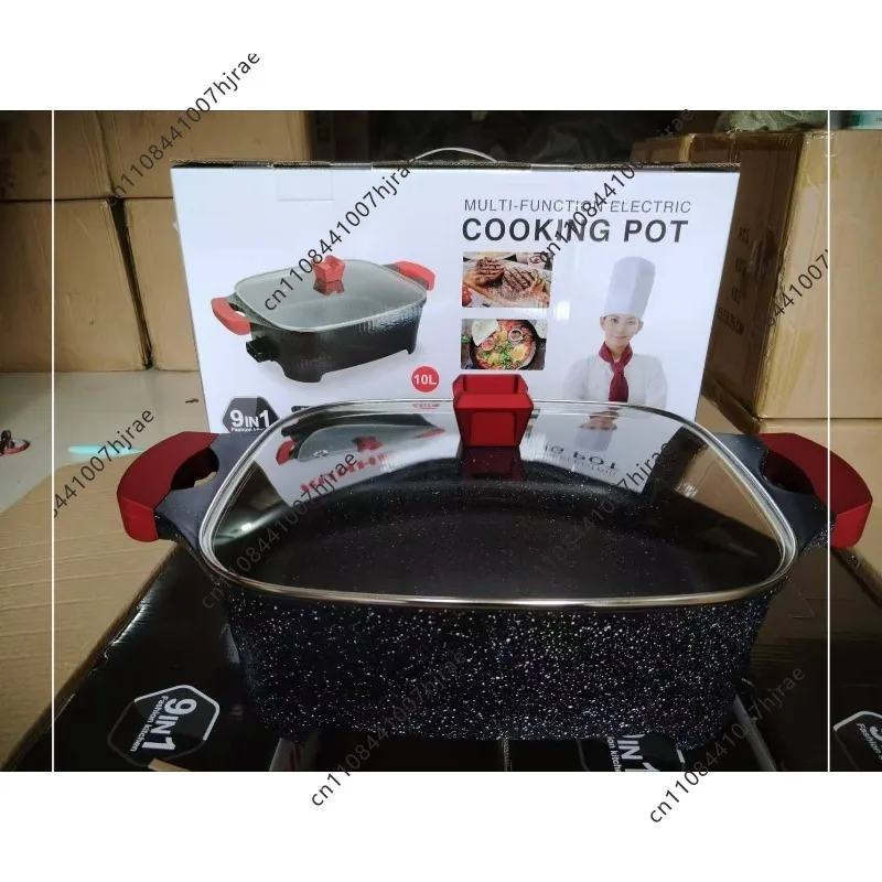 10 Liters Large Capacity 1500 Watts, Multi-functional Non-stick Pan Plug-in Electric Heating Pan Electric Hot Pot