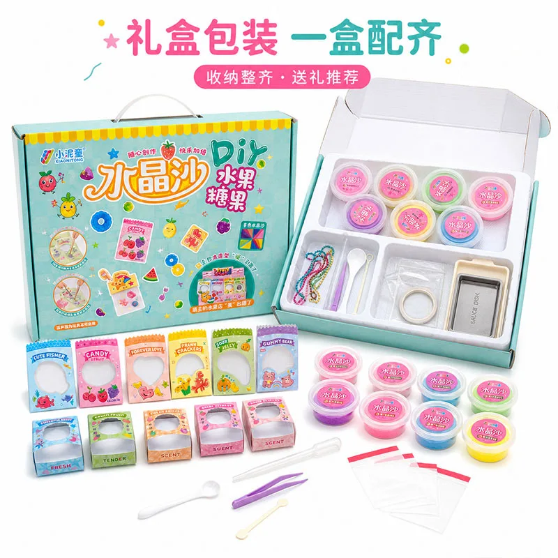 Kristallsand DIY Squishy Set, Simuliertes Lebensmittel-Gelee-Sand Fidget-Spielzeug, Stressabbau-Urlaubsgeschenk für Mädchen