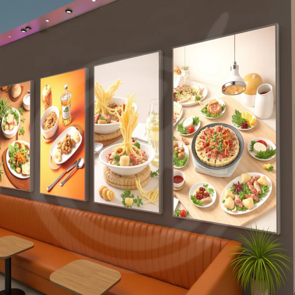 カスタムLED広告ライトボックス、スリムA4 LEDライトサイン（バー、ポスター、メニューボード用）、壁装飾ディスプレイ用照明付き看板