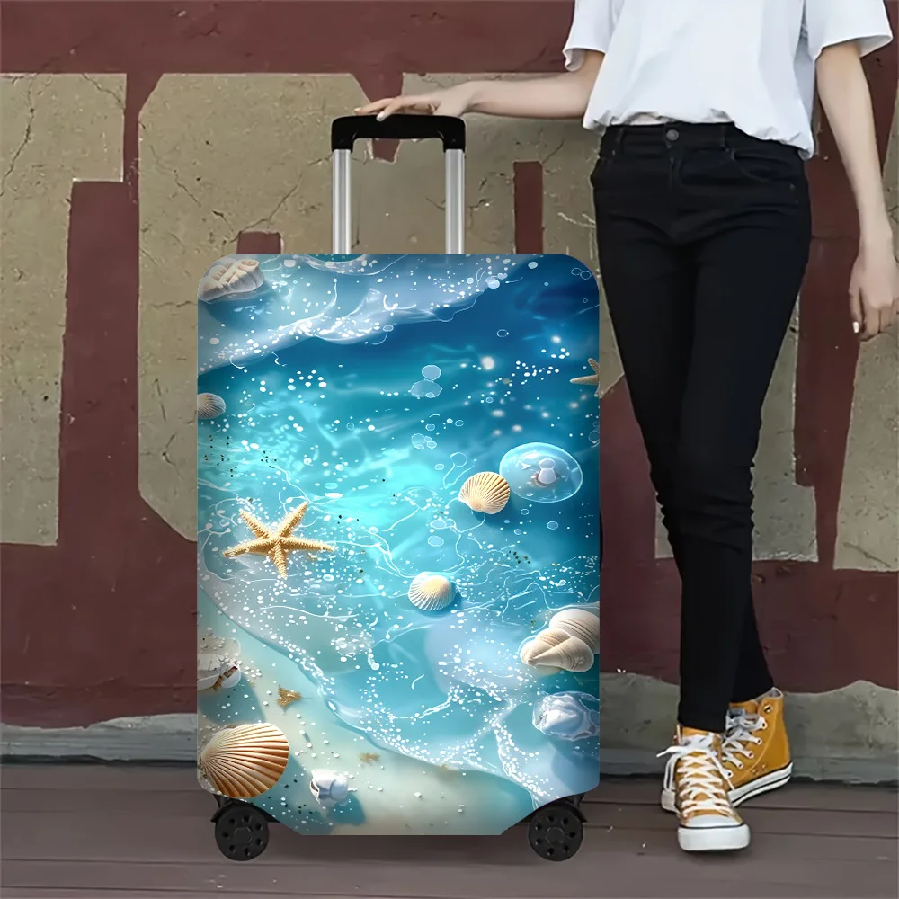 

1PC Beach Scene Print Luggage Cover for luggage sizes 18-32 inches; dust and elastic travel accessories to effectively protect y