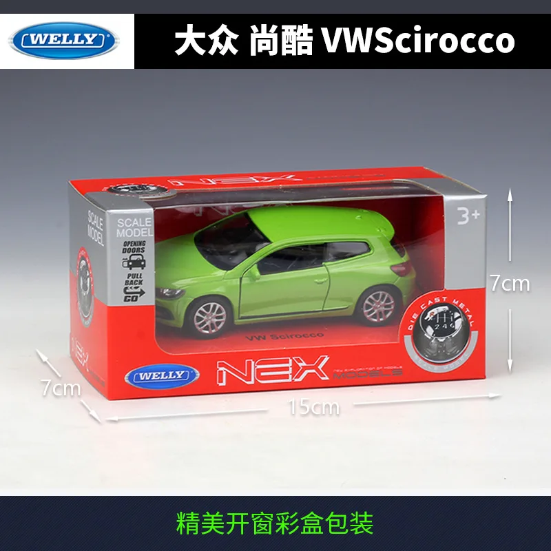 Welly 1:36 Volkswagen Scirocco alloy car model pull-back vehicle Collect gifts Non-remote control type transport toy