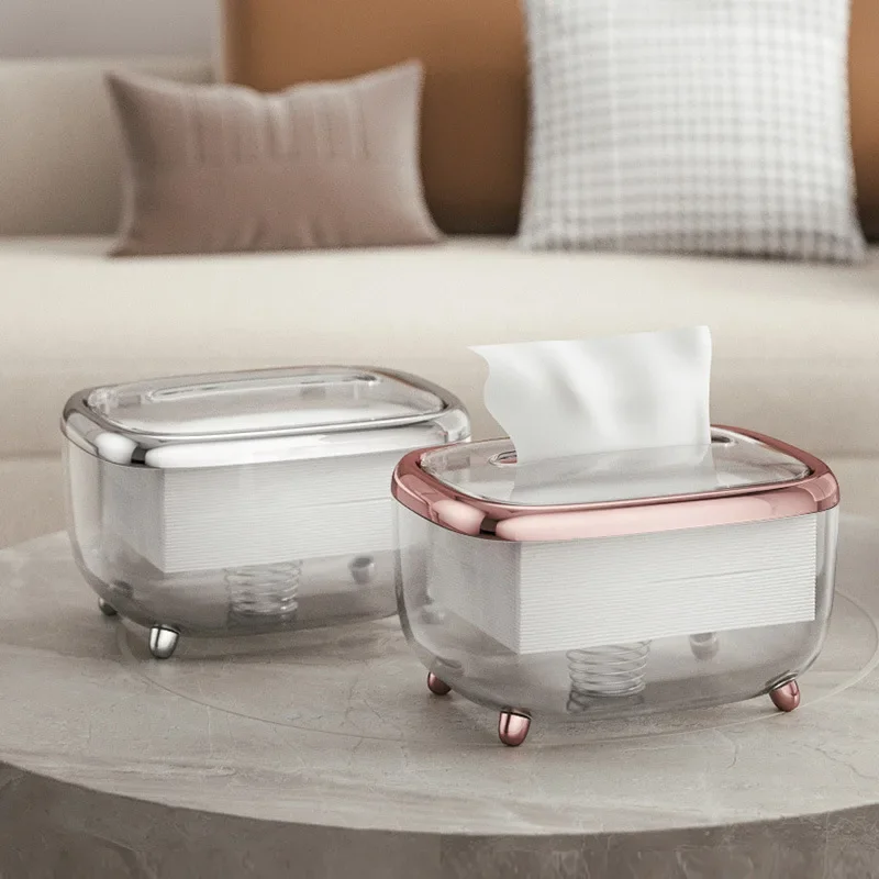 Luxury Tissue Box Modern Simple Home Living Room Transparent Napkin Holder Paper Storage Box