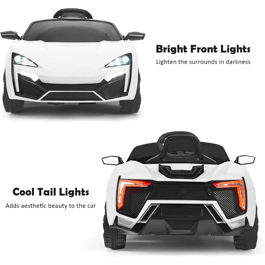 Ride on Car 12V elektrisch voertuig op batterijen met handmatige en afstandsbedieningsmodi LED-verlichting Hoorn Muziek MP3 USB TF 3 snelheden Sp