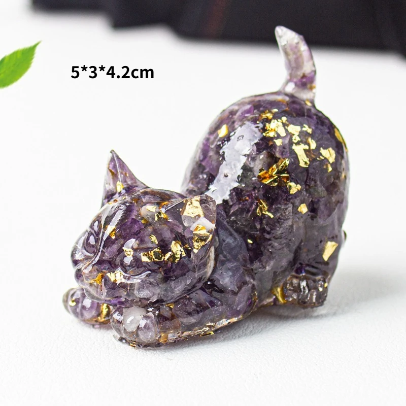 Cute Cat Figurine Animal Statue Desktop Ornament Home Office Table Shelf Decor Gift