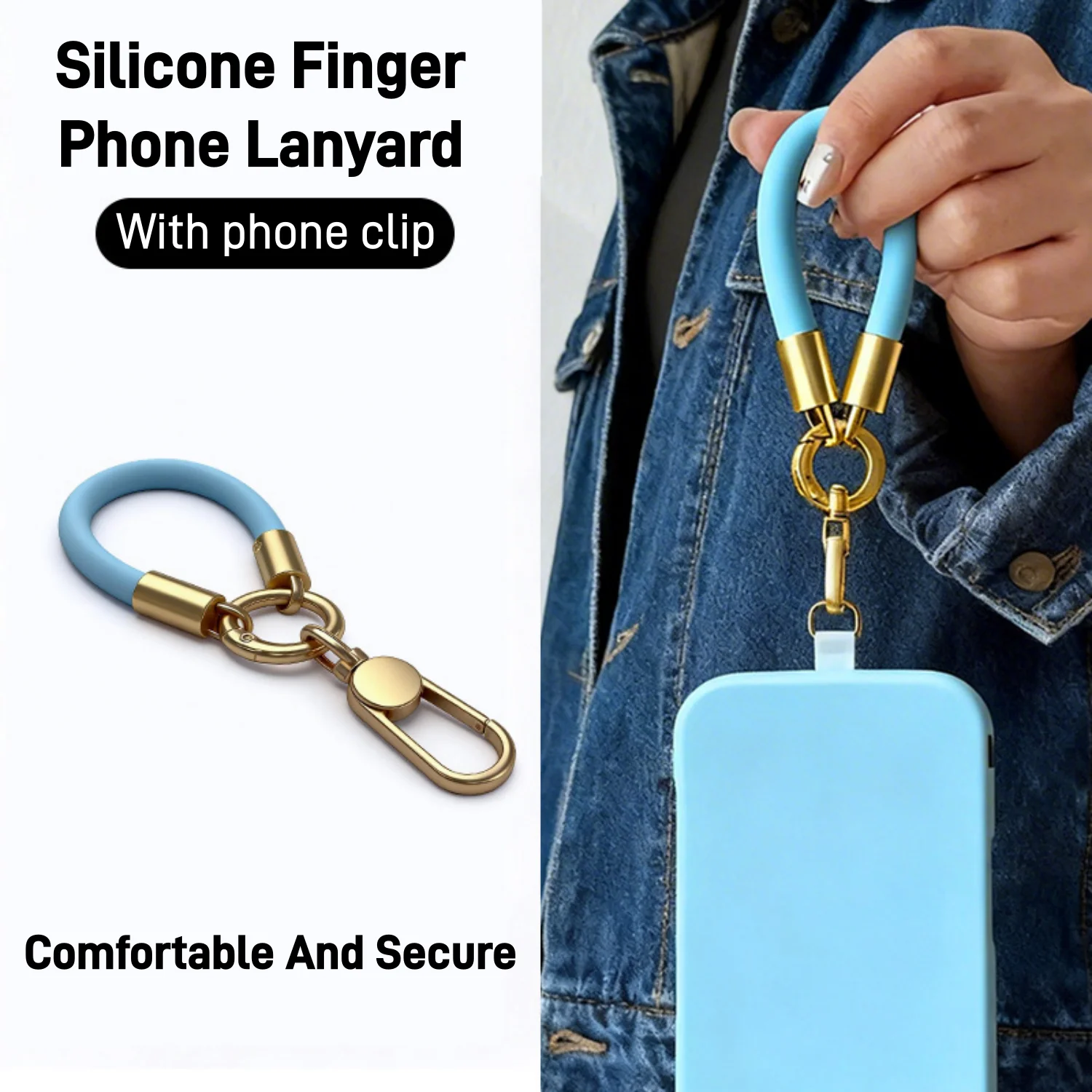 360° Rotating Mini Comfortable Silicone Finger Strap Short Phone Lanyard, Anti-Loss, Anti-Drop, Anti-Theft, Portable Phone Chain