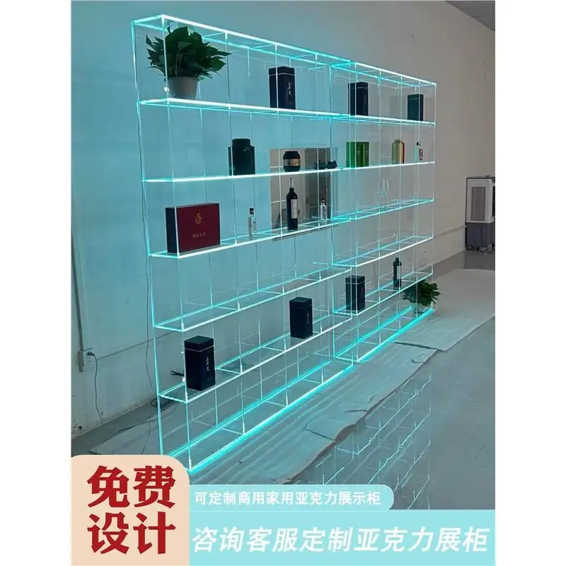 

Custom Acrylic Transparent Shoe Bag Display Rack with Lights, Multi-layer Clothing Cabinet, Commercial Display Storage Gradient