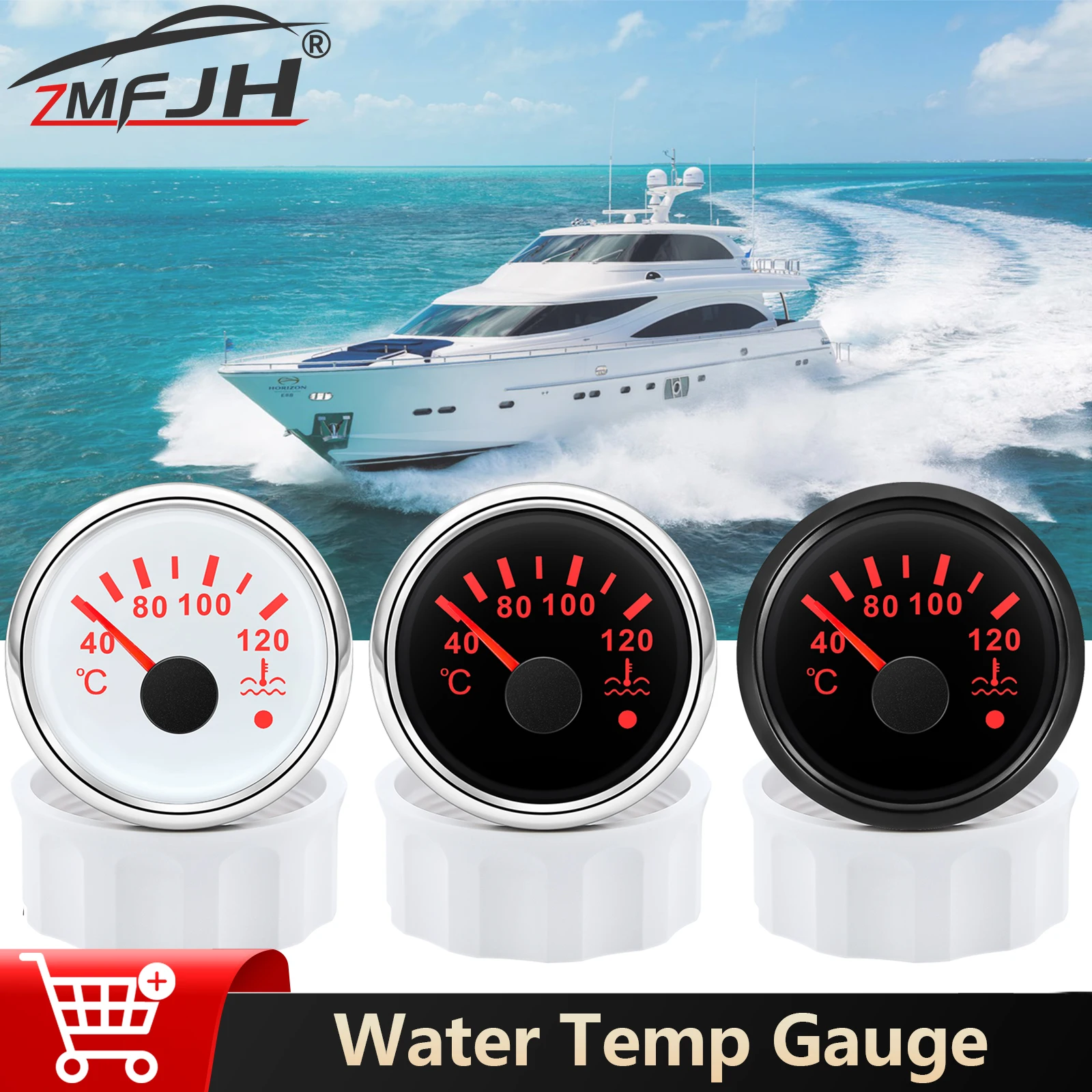 

52 мм датчик температуры воды, измеритель температуры масла для автомобиля, лодки, грузовика, измеритель температуры воды, температура масла, автоаксессуары 12 В 24 В