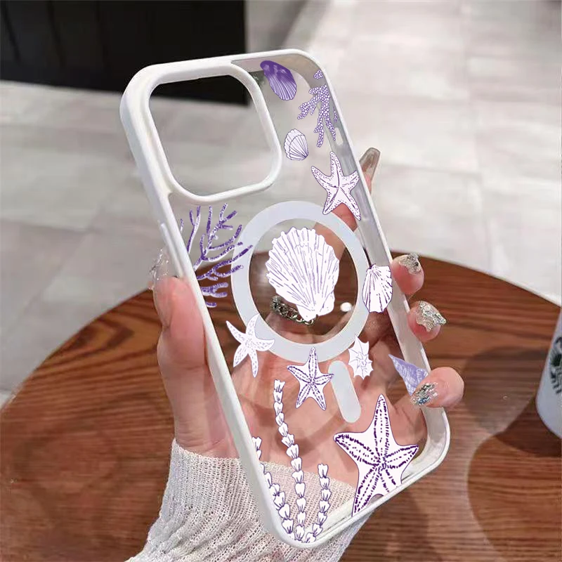 Muschel-Transparente Handyhülle für iPhone 17 16 15 11 14 13 12 Pro Max Plus Hüllen 17Air für Magsafe Silikon Magnetische Abdeckung – Detail 3