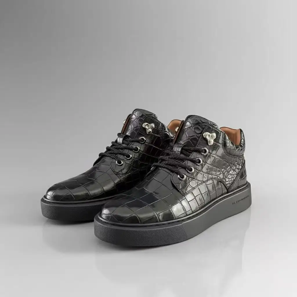 2025 new arrival Fashion Crocodile Skin causal shoes men,male Genuine leather Sneakers pdd754