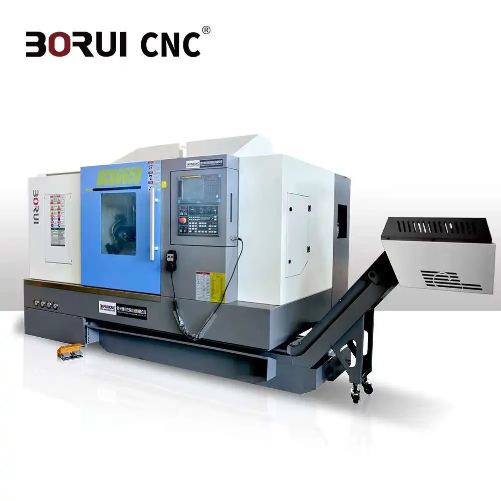 Sistem Fanuc Pusat BCK6650 dengan Mesin Bubut Tempat Tidur Miring Sumbu Y dan C CNC Mengubah Milg Hine untuk Logam