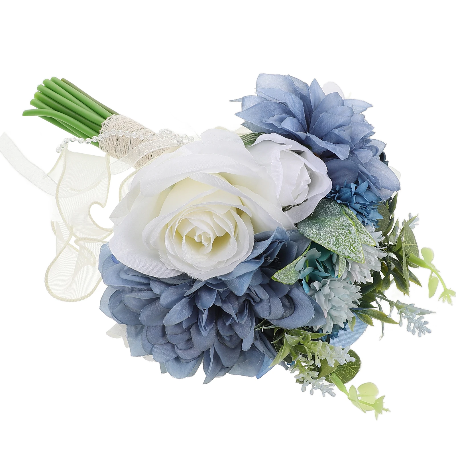 

Blue White Bouquet Durable Wedding Flower Bouquet Bride Artificial Wedding Flower Bridesmaid Realistic Decorative