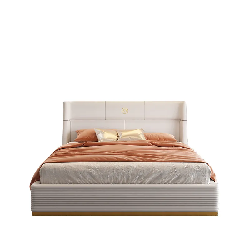 

Nordic leather queen bed Italian light luxury master bedroom modern simple double bed