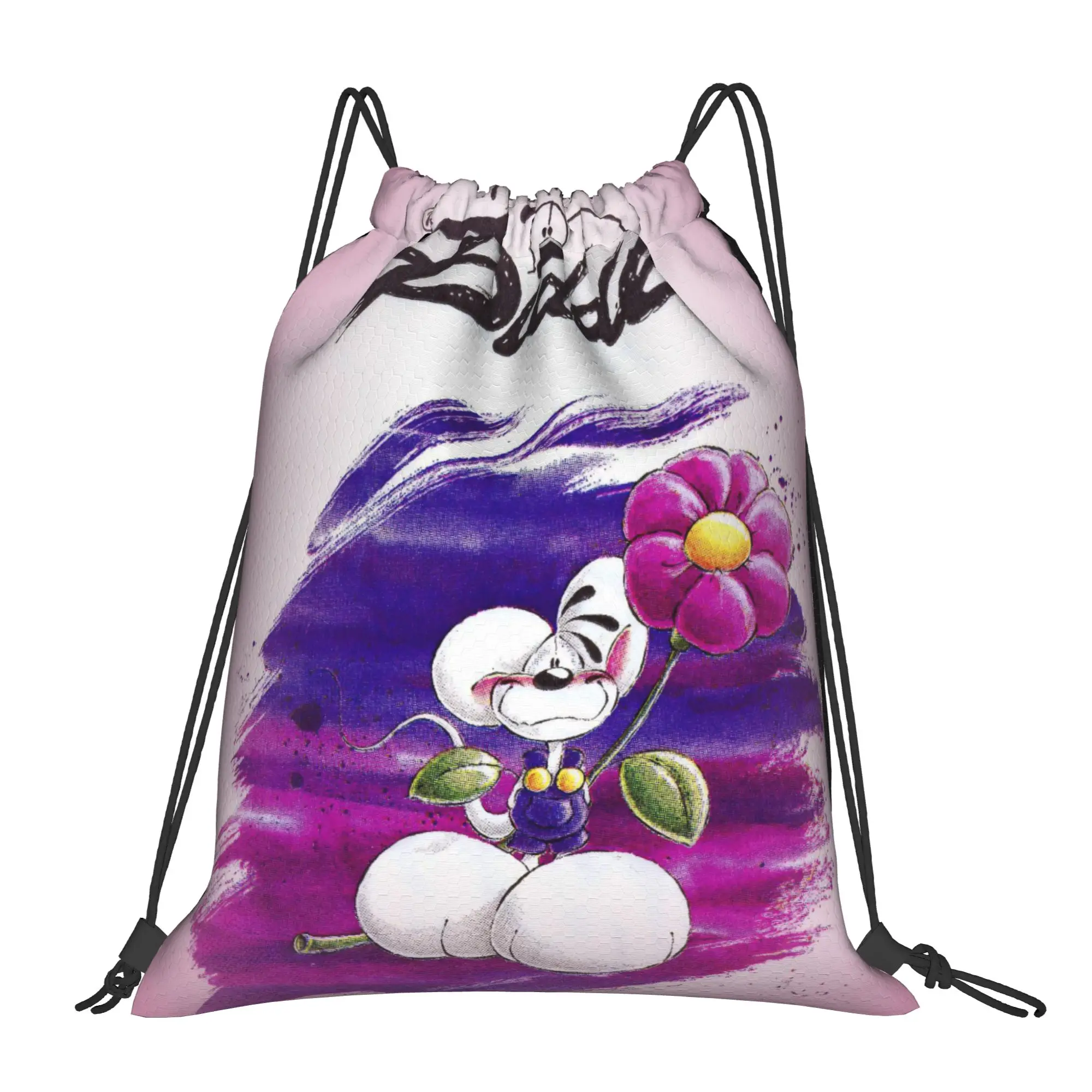

Cartoon D-Diddl Rat Cute Drawstring Backpack Sports Gym Bag Water Resistant String Sackpack for Running