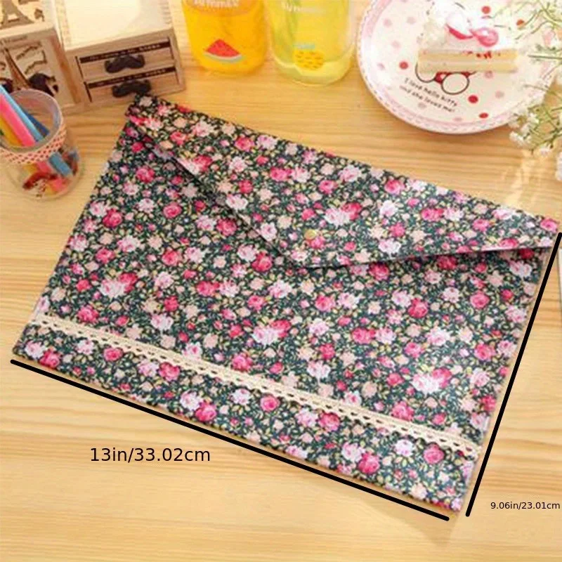 Carpeta de archivos A4, soporte de papel de tela con flores pequeñas elegantes, bolsa de documentos Floral de gran capacidad, maletín organizador, 1 ud.