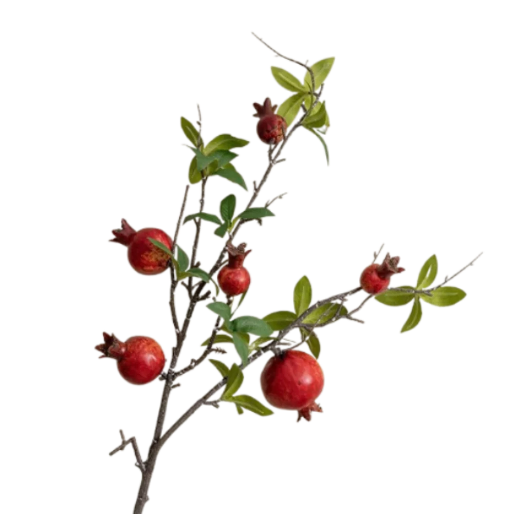 

6-Fruit Artificial Pomegranate Branches Realistic Handmade Simulation Pomegranate Fruit Elegant Plastic Fake Plants