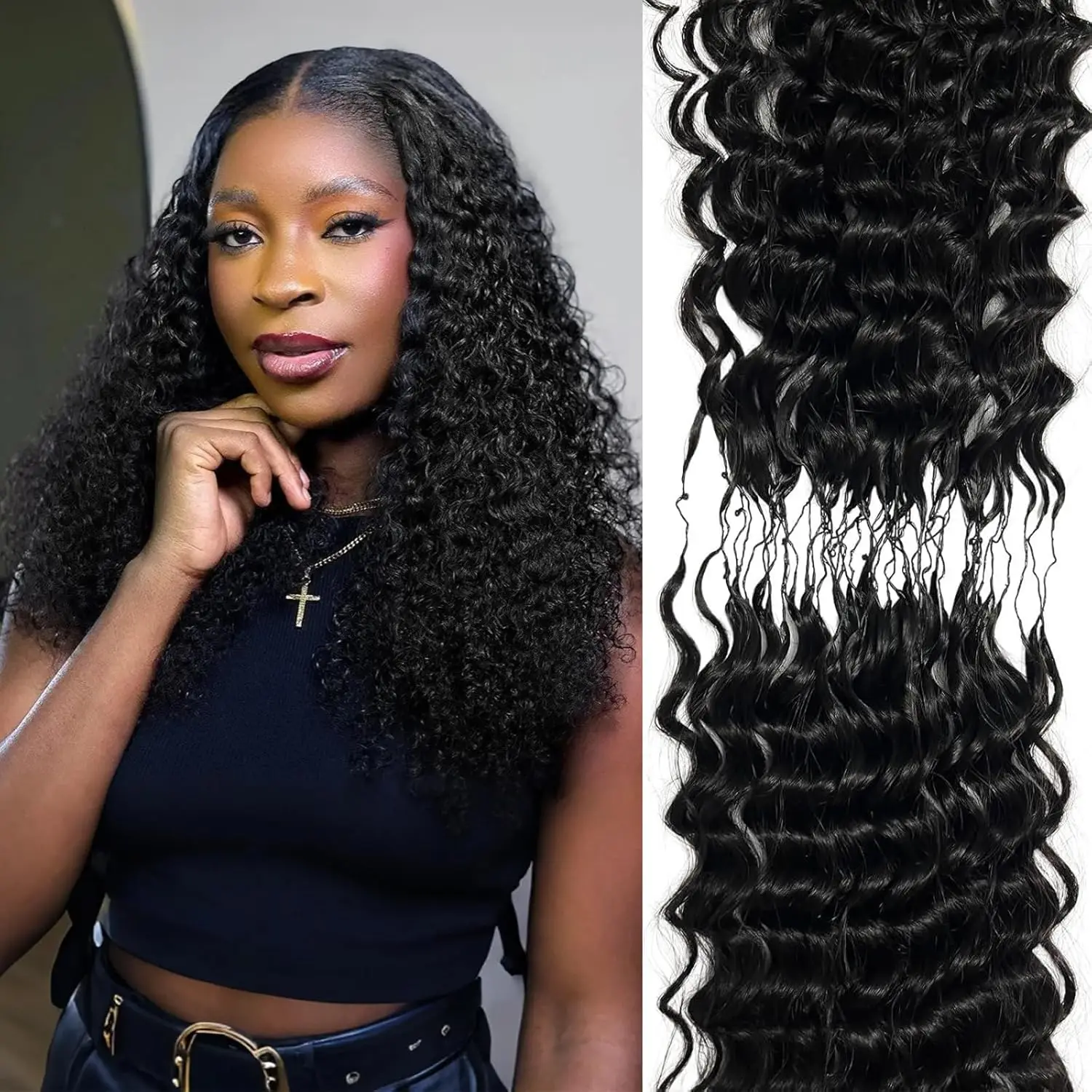 

Наращивание волос методом крючковой вязки Deep Wave: легкие, простые в установке, предварительно разделенные, без узлов, для женщин.