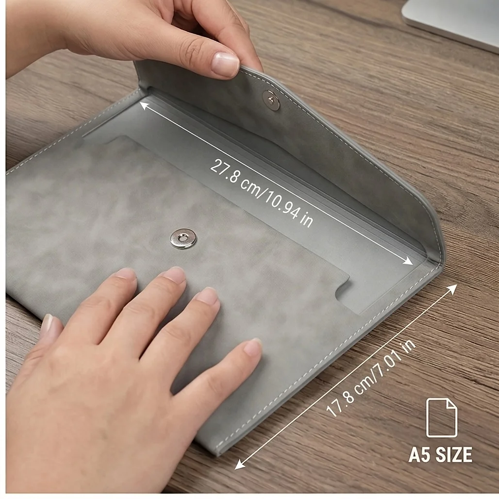 A5 Leather-covered Document Storage Bag Briefcase Simple and Retro Single-layer Thick and Waterproof Large-capacity Business Bag