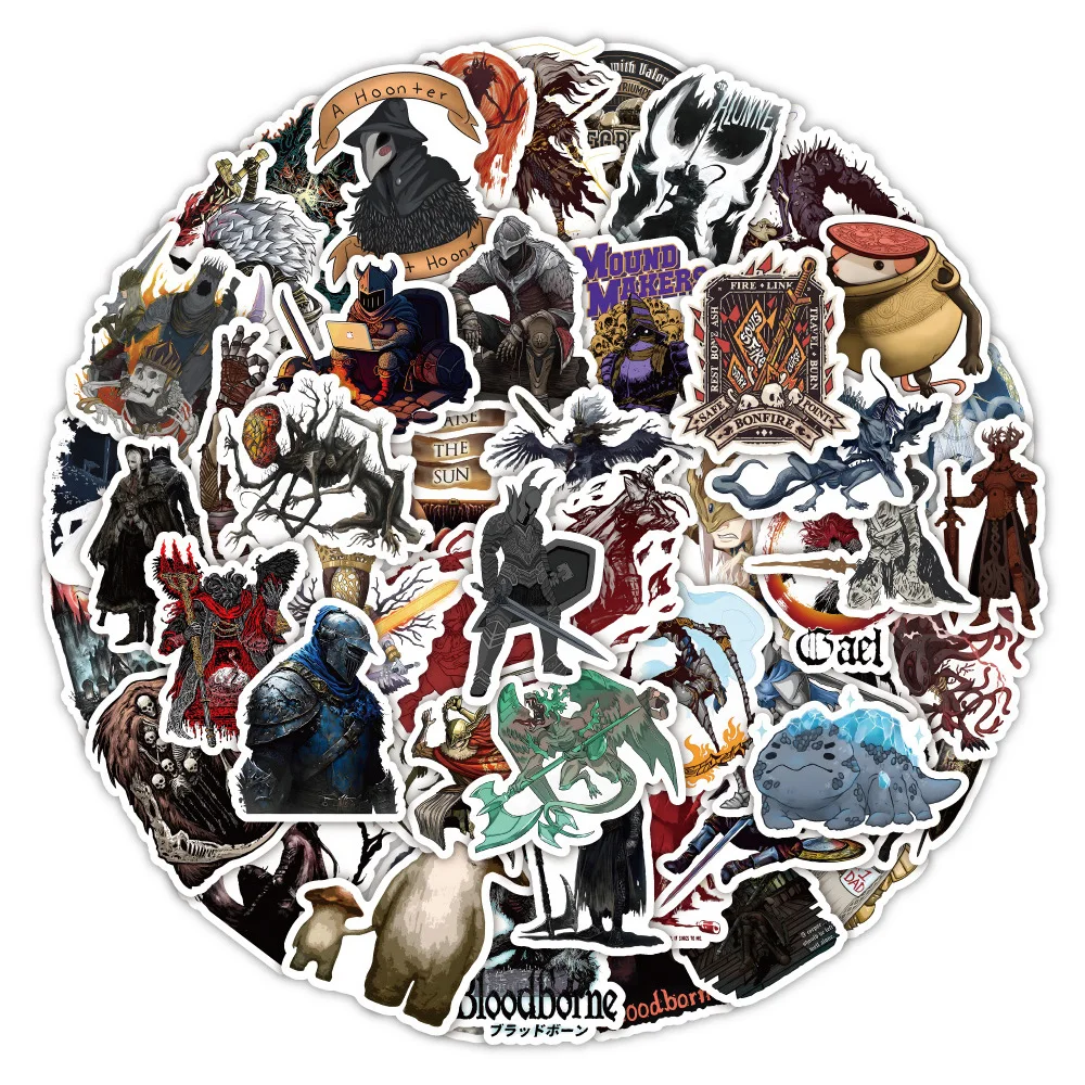 AliExpress Bandai 10/30/54pcs Dark Soul Horror Game Stickers Cool Cartoon Decals Waterproof DIY Notebook Luggage Phone Bike Graffiti Sticker Decor
