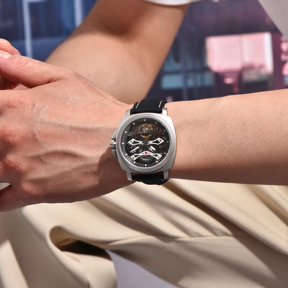 PAGANI DESIGN Men's Hollow Automatic Watch Luxury Sapphire Stainless Steel Mechanical Sports and Leisure Men's Watch+Gift Box
