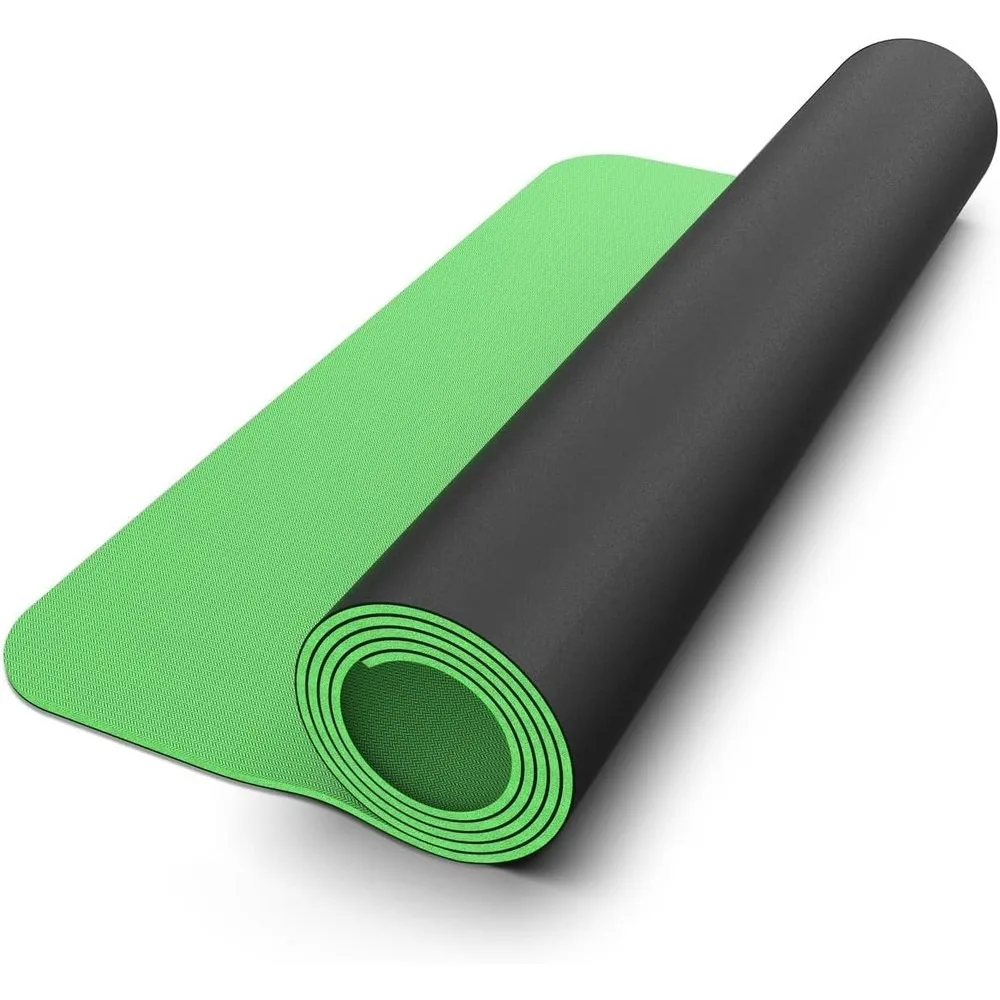 Reversible Yoga Mat 5mm Thick Dual Sided Non-Slip Eco-Friendly Natural Rubber Exercise Mat for Pilates HIIT Core Training &