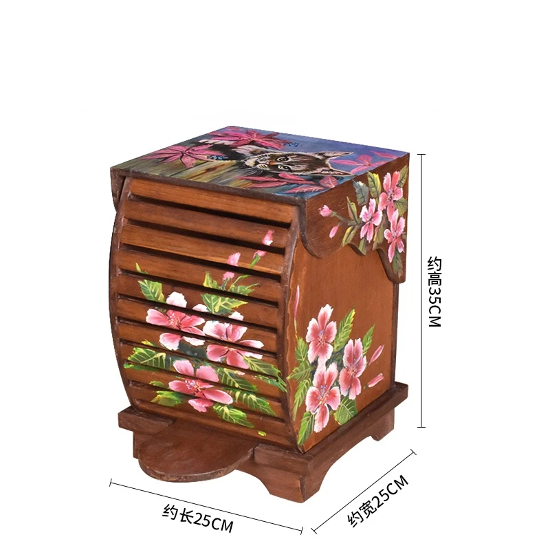 

Pedal Trash Can Home Living Room Creative Chinese High-End Solid Wood Large Bedroom with Lid Kitchen Roll Paper Basket