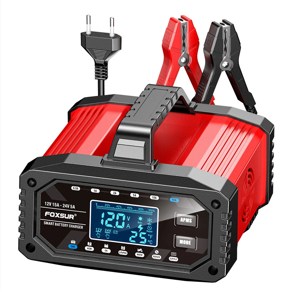 Ładowarka do akumulatorów samochodowych Protect Quick Charger Wiele zabezpieczeń Inteligentny, w pełni automatyczny wyświetlacz LCD 12V/24V