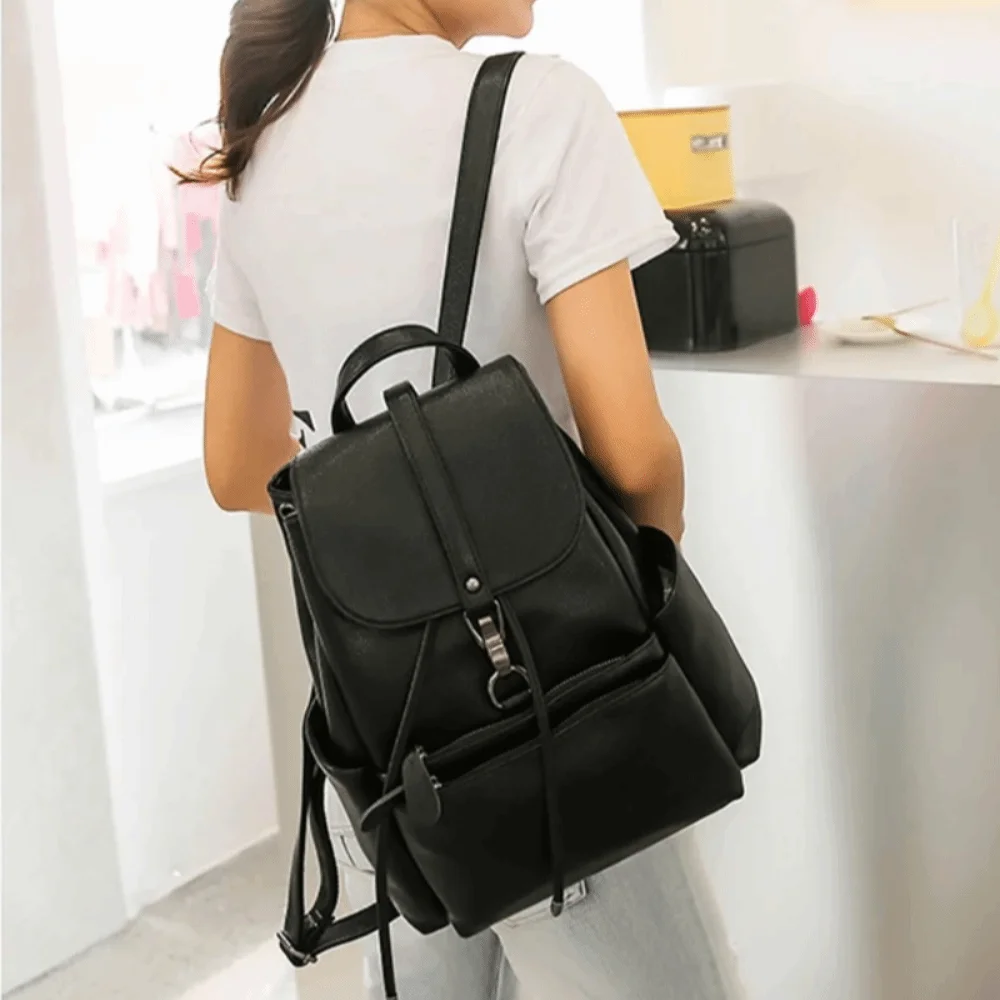 Soft PU Leather Women Backpack Dual Shoulder Strap Multi Pocket Soft Leather Mommy Bag Spacious Interior Large Capacity Rucksack view 4