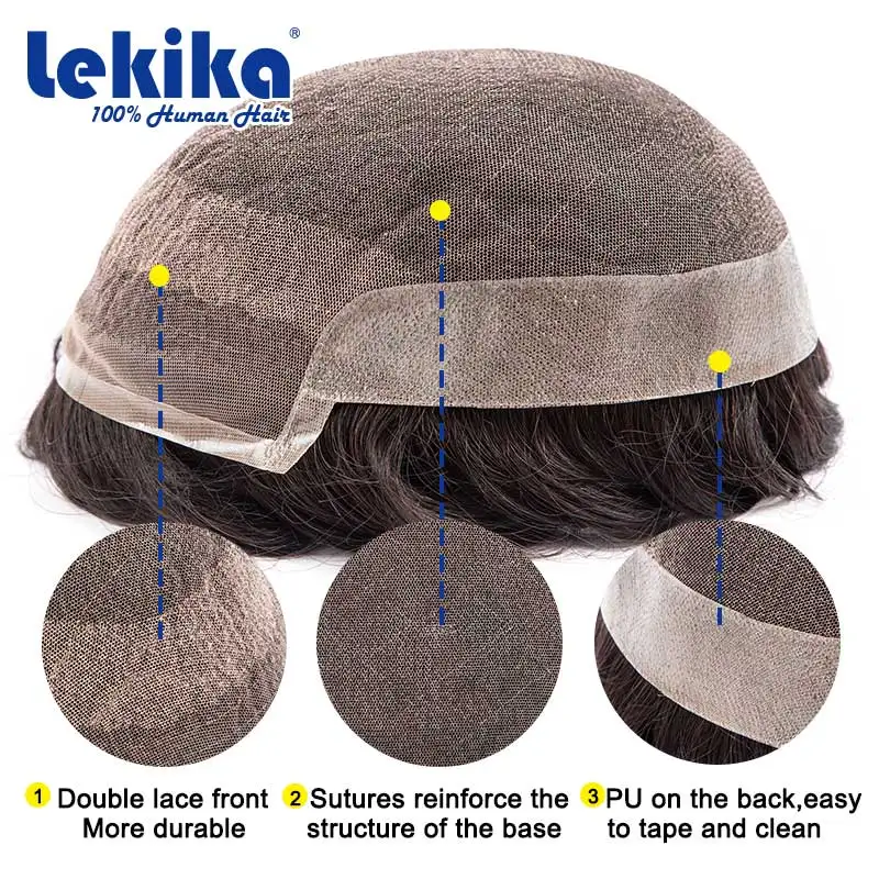 Toupee For Men OCT Bleach Knots Men's Wig Lace With Pu Male Hair Prosthesis Lace Front Exhaust Hair System Wig Man