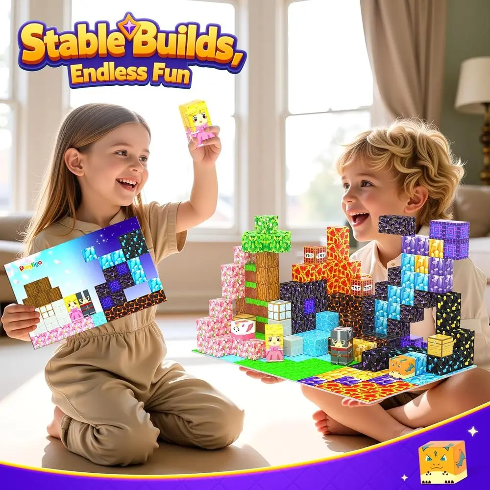 자석 블록 세트 - 154개 조각 STEM 장난감, 창의적 놀이를 위한 자석 큐브, 3세 이상