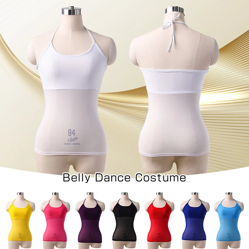 Women Veil Belly Cover Vest Sexy Semi Sheer Suspender T Shirts Body Shape Underwear Girls Dance Practice Bellydance Costume