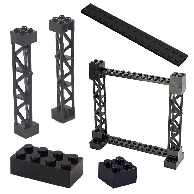 Verhoogde dubbellaagse brugpier Lattice Tower Cross 58827 Bouwstenen Bakstenen Assembleert Idea View Deeltjes Railhek - afbeelding 2