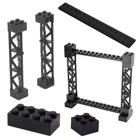 Elevated double-layer bridge pier Lattice Tower Cross 58827 Building Blocks Bricks Assembles Idea View Particles Rail Fence